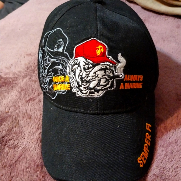 4/$20 US MARINE CORPS bulldog black hat OS - Picture 1 of 6